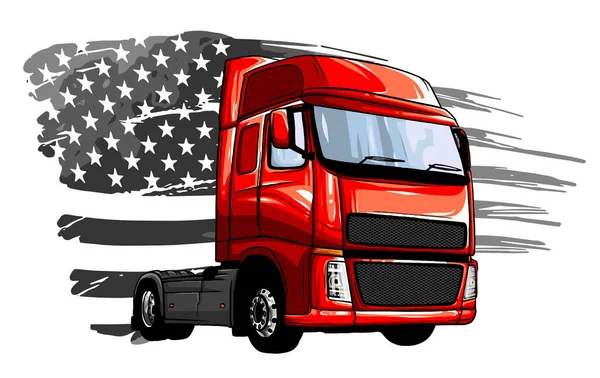 Tecknad semi truck. vektor illustration design konst — Stock vektor