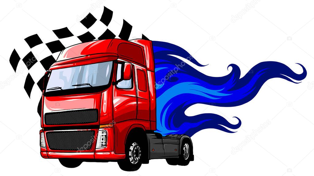 Cartoon semi truck. vector format separated by groups and layers for easy edit