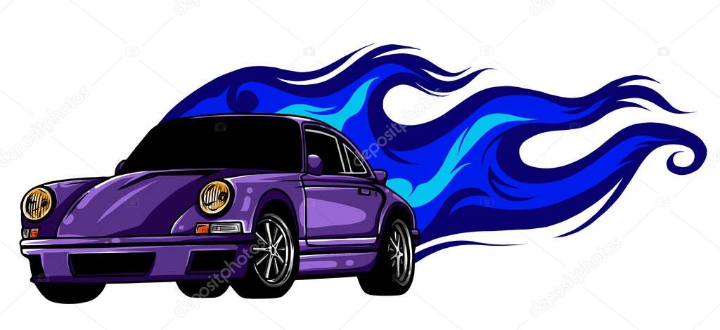European classic sports car silhouettes, outlines, contours.