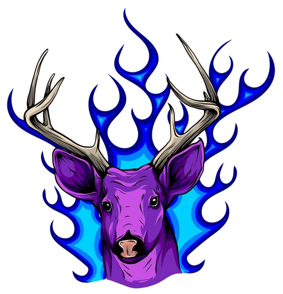 Deer horns fire logo design concept vector illustration — ストックベクタ