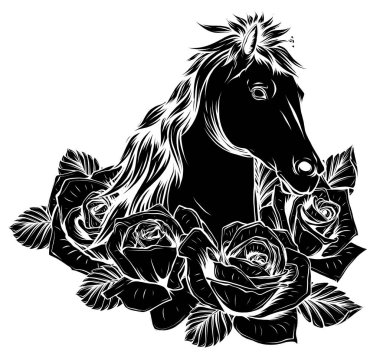 horse negative icon logo design vector illustration