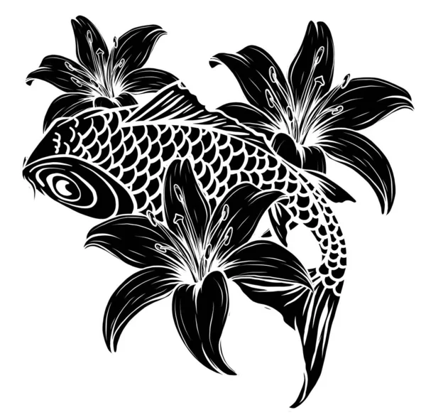 Giant carp fish vector illustration silhouette image — Διανυσματικό Αρχείο