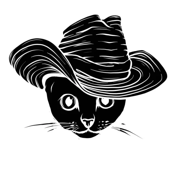 Black silhouette of head cat. Vector illustration. — Wektor stockowy