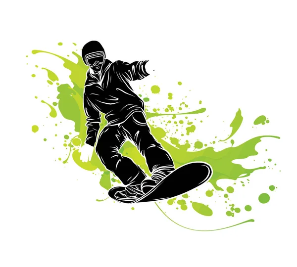 Saltando snowboarder. Vector ilustração sinal marca identidade logotipo corporativo . —  Vetores de Stock