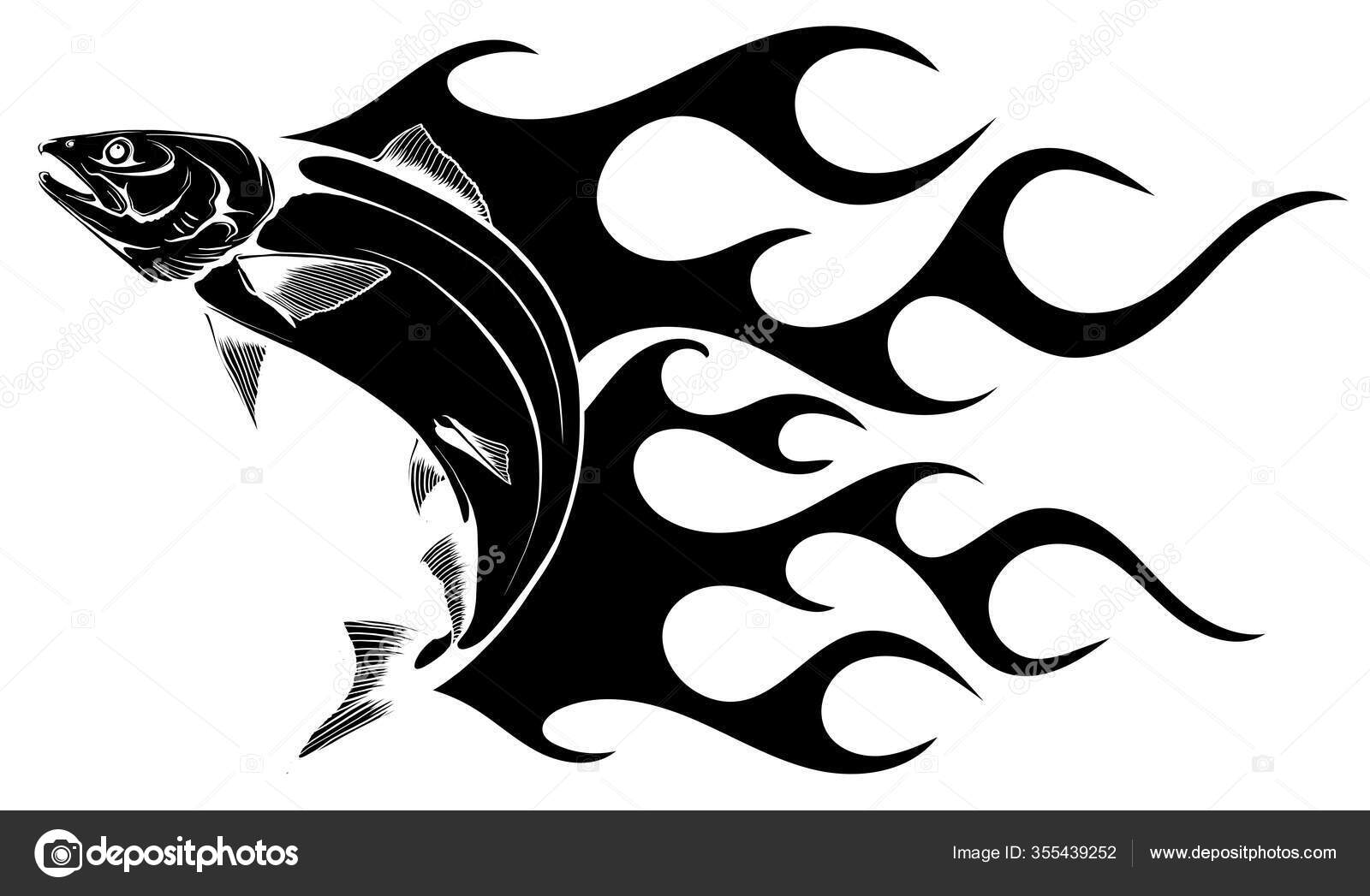 Jumping Salmon Silhouette