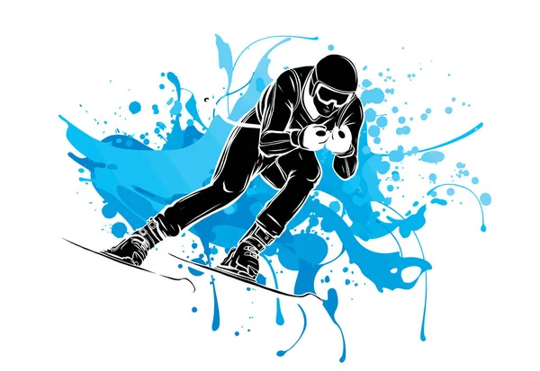 Persone sci design in stile piatto. Sci isolato, sciatore e neve, sci di fondo, sport invernali, stagione e montagna, discesa fredda, stile di vita ricreativo — Vettoriale Stock
