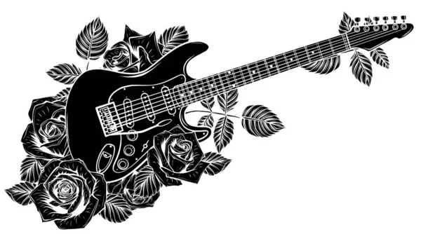 Silhouette of a classical electro guitar vector — Stock vektor