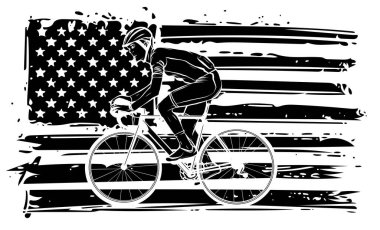 Amerikan bayrağı çizim tasarımlı bisikletçi