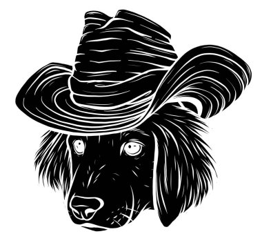 vektör ciddi çizgi film hipster köpek Labrador Retriever gri ipek şapkalı