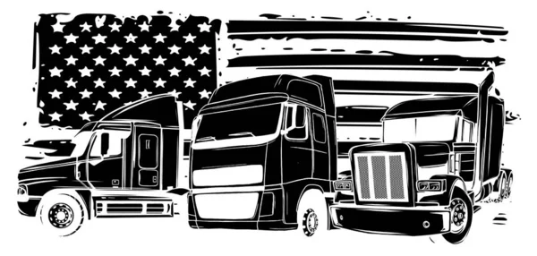 Desenho animado vetorial semi caminhão ilustração design arte — Vetor de Stock