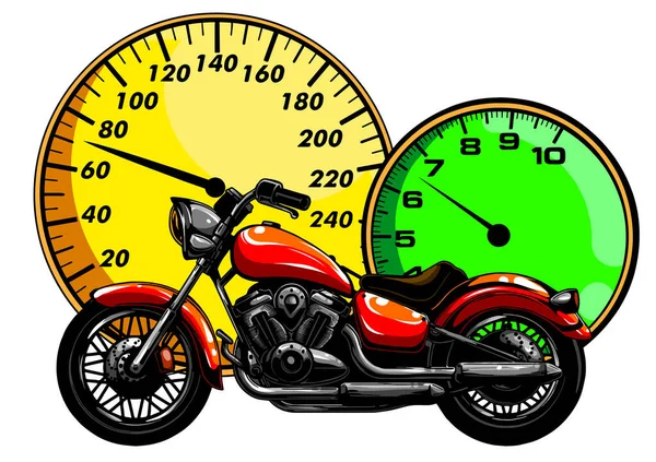 Artista estilizado motociclista en movimiento. ilustración — Vector de stock