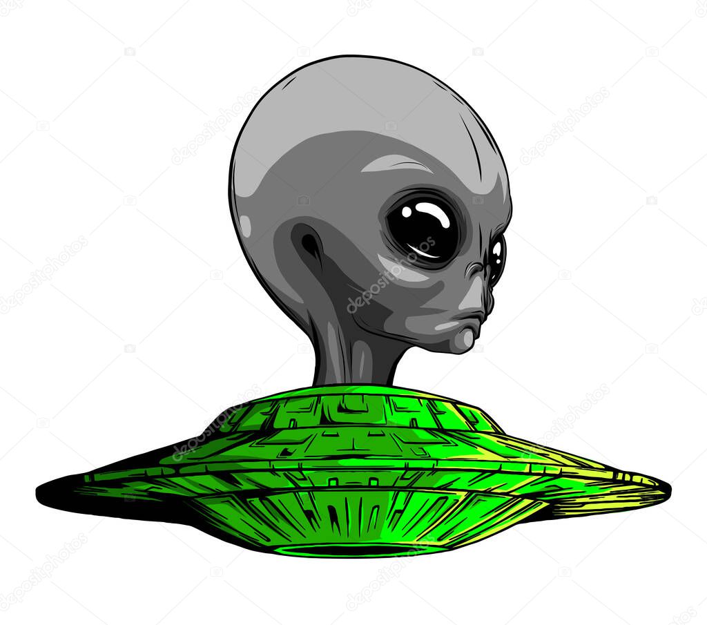 Space Aliens. UFO icon. vector illustration art