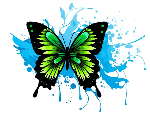 Papillon monarque réaliste dans toutes les couleurs de l'arc-en-ciel sur fond blanc. vecteur — Image vectorielle
