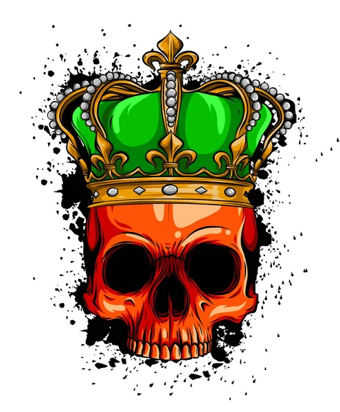 Vector character - skull king and crossed royal scepters illustration — Stock Vector