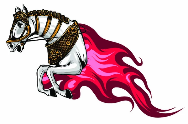 Símbolo de caballo con diseño de ilustración de vector de fuego — Archivo Imágenes Vectoriales