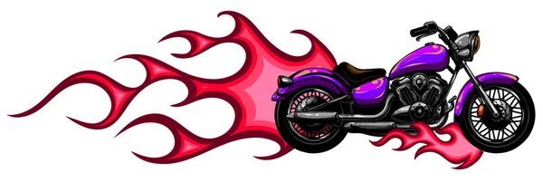 Illustration vectorielle Vélo Flaming Chopper Ride Vue de face — Image vectorielle