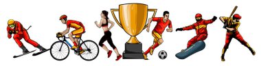 Renkli spor geçmişi. Futbol, basketbol, hokey, kutu, golf, tenis.