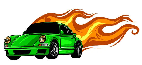 Fast car flames vector illustration desgn art — Stock Vector