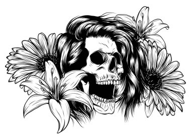 Girl With Sugar Skull Day of the Dead vector