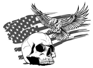 Kurukafa ve Amerika bayrağı. Vektör illüstrasyonu.