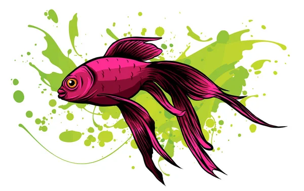 红鼓，红鱼带精细细节的矢量插图 — 图库矢量图片