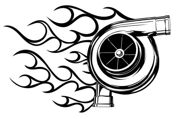 дизайн логотипа турбо с огненным вектором
