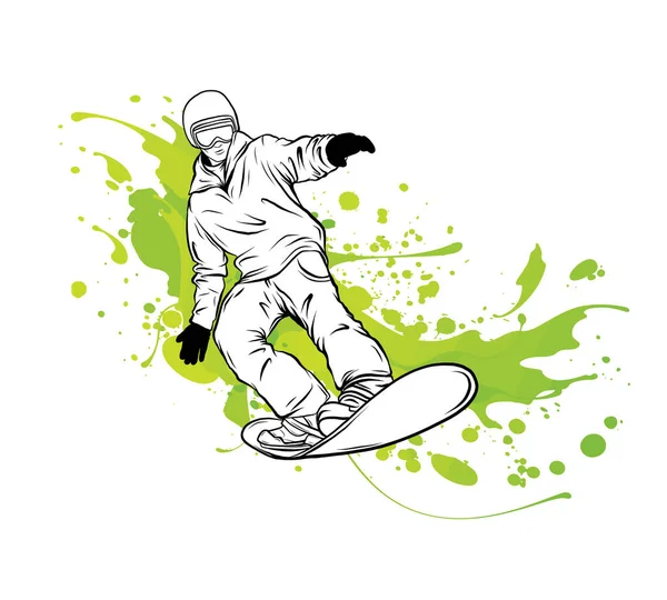 Vector illustratie van snowboarder. Wintersport en recreatie, Wintersport — Stockvector