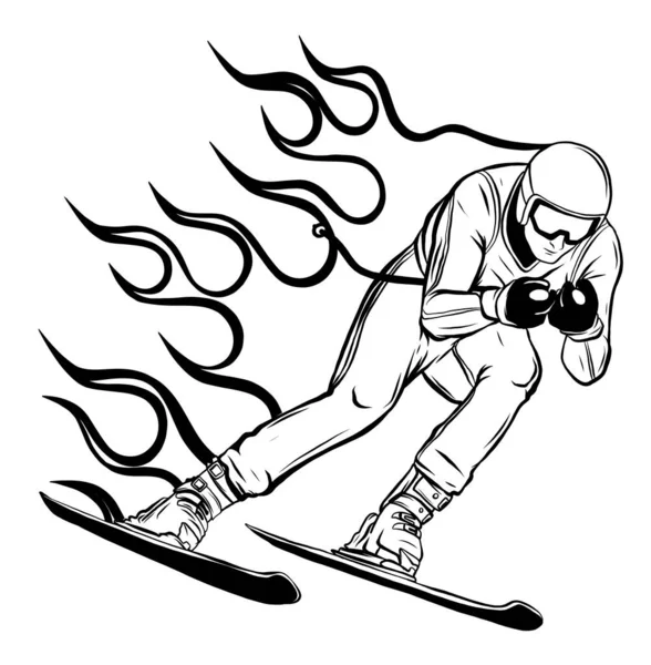Snowboarder crow on fire vector illustration design — Stock Vector