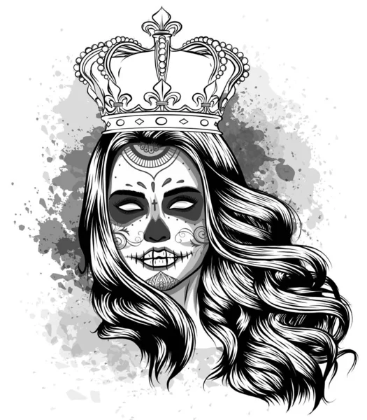 Jour de la fille morte illustration vectorielle noir et blanc — Image vectorielle
