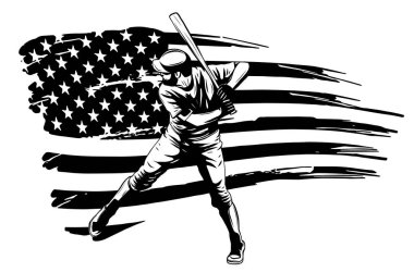 Fast Pitch Baseball Boy Cartoon Player with Bat Vector Illustration