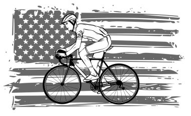 Kasklı bisikletçi - yarış bisikleti - beyaz arka planda izole