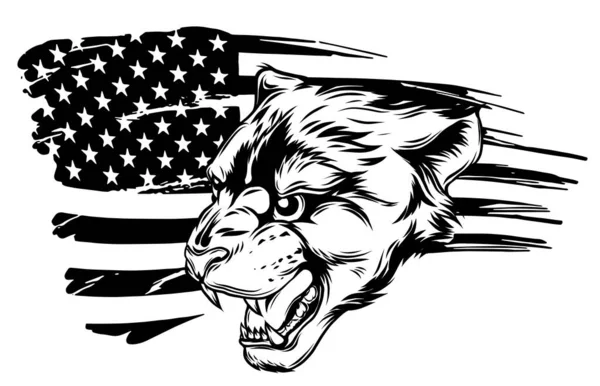 美洲狮豹吉祥物头像矢量图形艺术 — 图库矢量图片