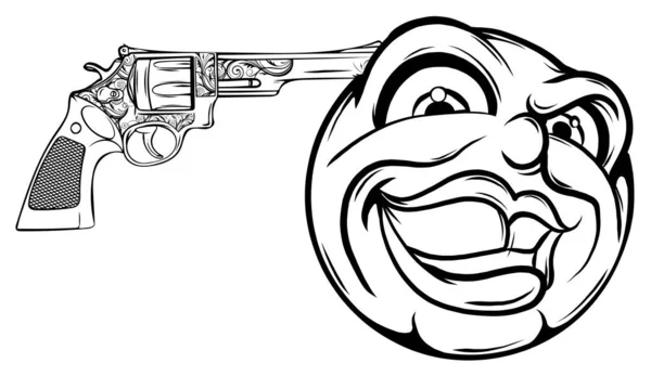 Emotikon míří pistolí na svůj vektor hlavy — Stockový vektor