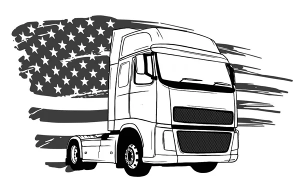 Vektör karikatür yarı kamyon çizim sanatı — Stok Vektör