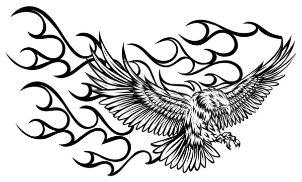 Eagle Fire Head Chama Logo Vetor Template Design — Vetor de Stock