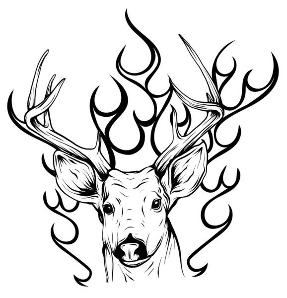 Deer horns fire logo design concept vector illustration — Stock Vector