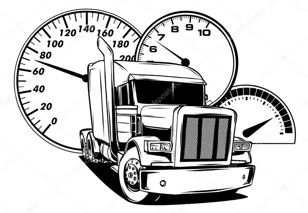 Cartoon semi truck. vector illustration design art