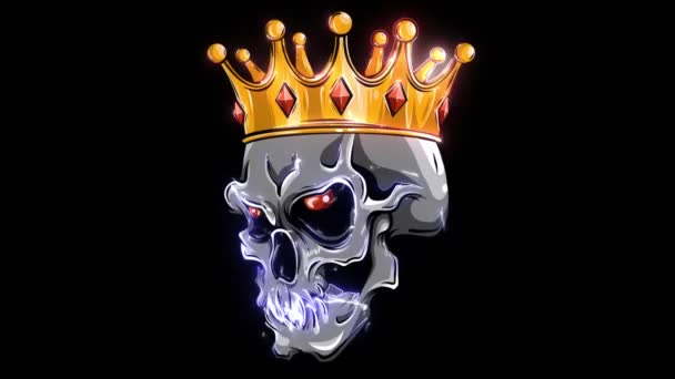 Totenkopf in einer Krone, der König der Toten — Stockvideo