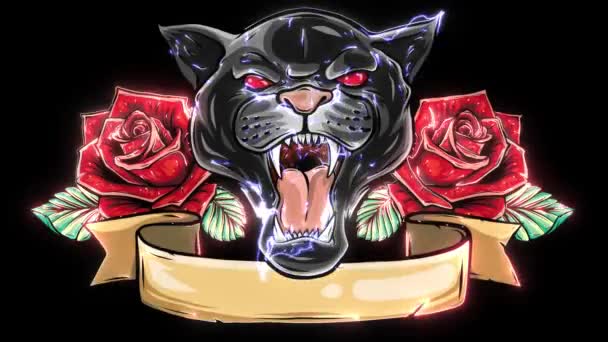 Panther orm rosor digital grafisk video — Stockvideo