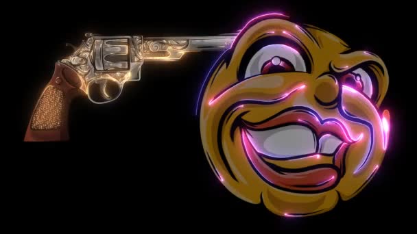 Emoticon pointant une arme sur sa tête vidéo — Video