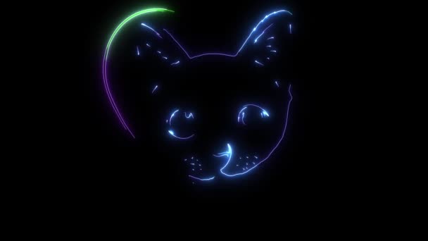 Czarny kot z kreskówki gryzie wielkie serce. wideo — Wideo stockowe