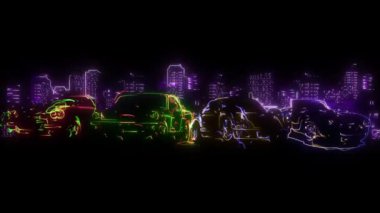 Düz çizgi film tarzı, arabalı manzara caddesi.