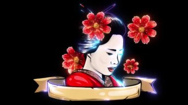 Geyşa rengi dövme. Asya, Japonya ve Çin 'in sembolü