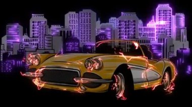 Grunge City arka plan videosu olan eski yarış arabası