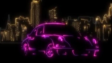 Grunge City arka plan videosu olan eski yarış arabası