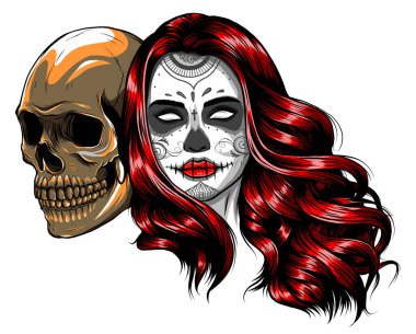 Kurukafa - Ölü taraf günü. Dia de los muertos. vektör