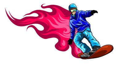 Snowboard atlama. Vektör işareti kimlik kurumsal logo marka. illüstrasyon