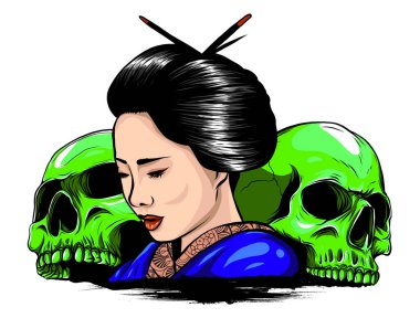 Geyşa. Güzel bir Japon kızı. vektör çizimi tasarımı