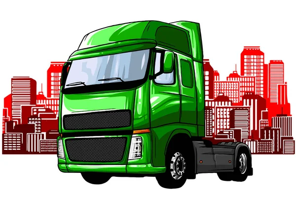 Camión conduciendo en la carretera. Transporte de carga. Stock vector ilustración . — Archivo Imágenes Vectoriales