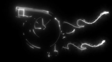 Parlayan neon otomotiv turbo şarj simgesi izole edildi